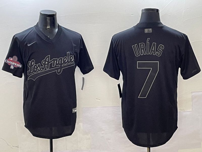 Men Los Angeles Dodgers #7 Urias Black Fashion Game 2025 Nike MLB Jersey style 3188->miami marlins->MLB Jersey